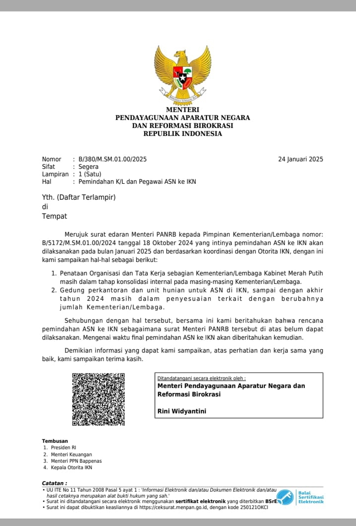 Pemerintah Tunda ASN Pindah ke IKN Hingga Batas Waktu Belum Ditentukan