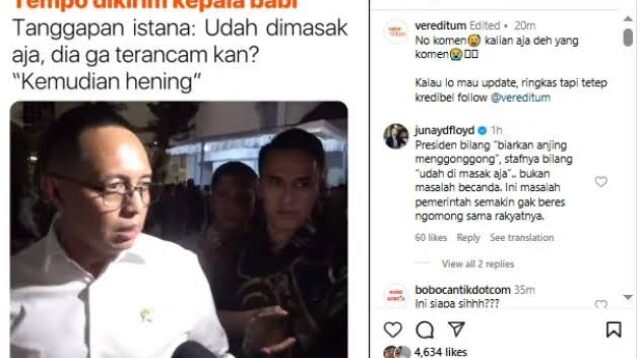 Teror Kepala Babi Kepada Media Tempo, Kepala PCO Hasan Nasbi : Sudah Dimasak saja