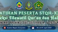 Pelatihan Seleksi Tilawatil Qur'an dan Hadits (STQH) XXIII Tingkat Provinsi Sulsel Tahun 2025 Resmi Dimulai!