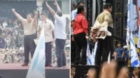 Presiden Prabowo Subianto Lepas Baju, Lempar Topi, Bakar Semangat Buruh di Monas